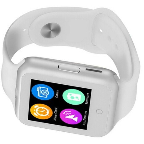 Ceas Smartwatch cu Telefon iUni V88, 1.22 inch, BT, 64MB RAM, 128MB ROM, Alb + Card MicroSD 4GB Cado